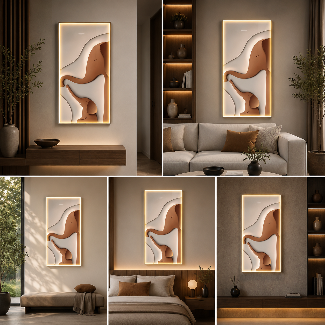 Modern LED Abstract Wall Art Panel | Backlit Designer Wall Decor with 3D Textured Design | Luxury Interior Wall Accent