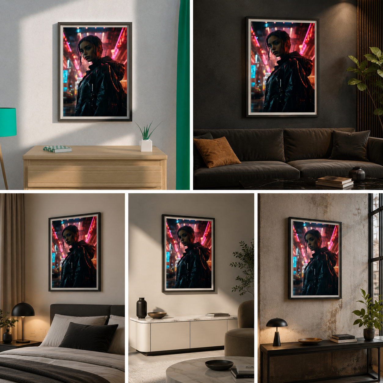 Cyberpunk Woman Warrior Wall Painting For Home Decor (24 By 36) In