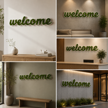 Artificial Moss 3D Letter Sign Custom Green Moss Logo Signage for Office Branding and Wall Decor