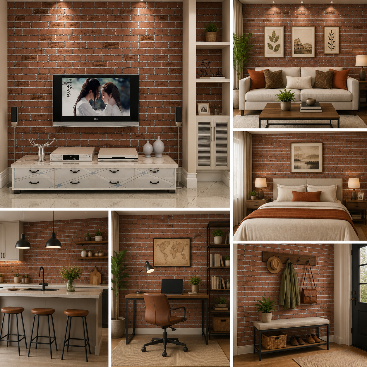 Peel and Stick self Adhesive Wall Paper for Wall Decor Stickers DIY for Living Room, Bedroom, Office Easy to Stick PVC, 45 cm x 300 cm, Brick