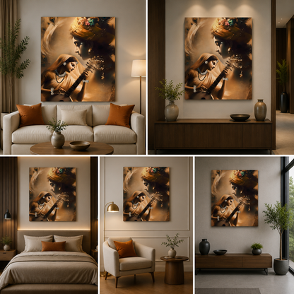 Radha Krishna Artistic Musical Canvas Painting Frame Elegant Wall Decor for Living Room