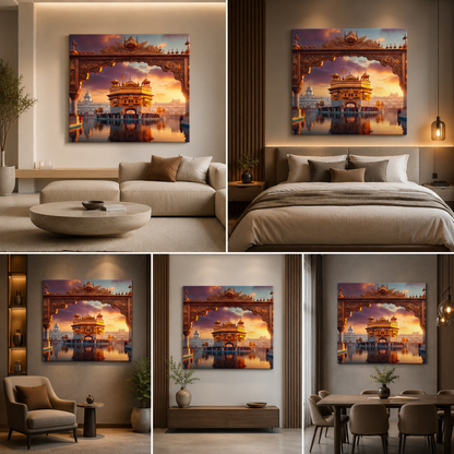 Golden Temple Darbar Sahib Wall Painting – Harmandir Sahib Spiritual Canvas Art