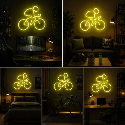 Green Bicycle Rider Neon Sign for Cycling, Gym, Cafe, Bedroom and Modern Wall Decor