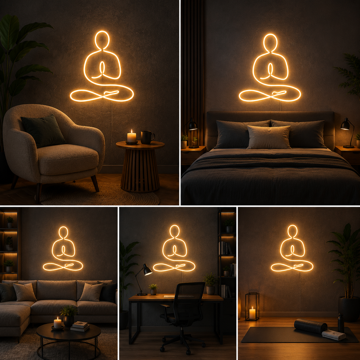 Meditation Neon Sign Board | LED Custom Neon Light Yoga Sign for Studio, Home & Wellness Decor