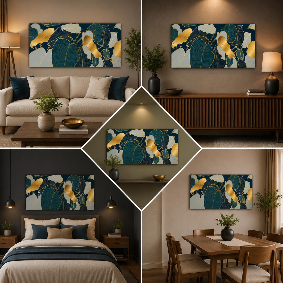 Monstera leaves Canvas Wall Decor for Living Room