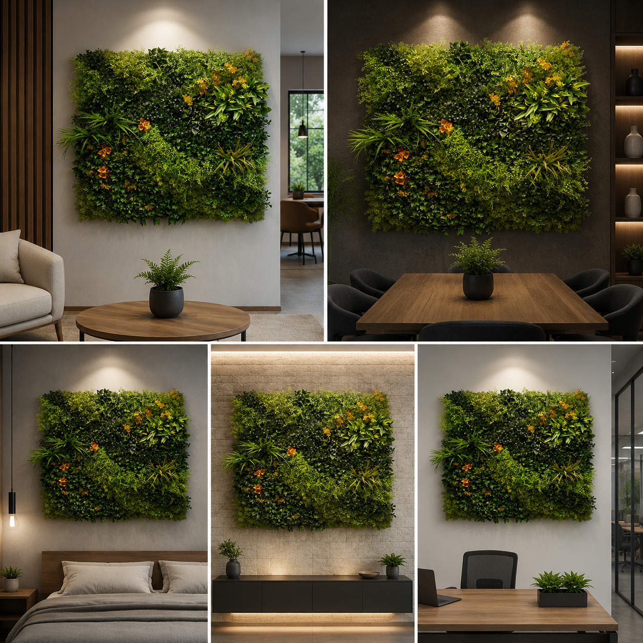 Premium Rainforest Artificial Green Wall Panel 1 x 1 Meter | Luxury Tropical Vertical Garden for Homes, Hotels, Offices & Commercial Spaces