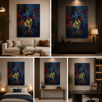 Nataraja Shiva Cosmic Dance Canvas Painting Frame Spiritual Wall Decor for Living Room