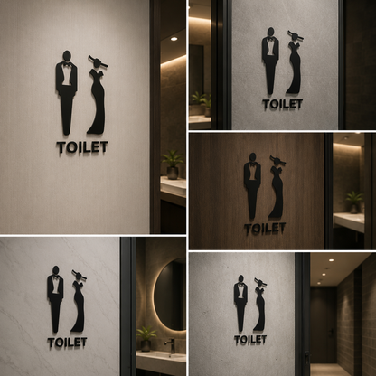 Elegant Formal Toilet Sign | Stylish Restroom Wall Plaque for Luxury Interiors