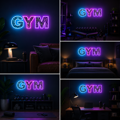 GYM Custom Neon Sign Board | Fitness Neon Light Board | Custom Neon Light | Neon Sign Board Customised (24 By 15 Inches)