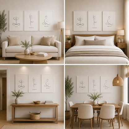 Minimalist Abstract Line Art Canvas Wall Decor Set of 3 for Modern Home and Office Spaces