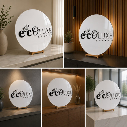 Round Acrylic Sign Board | Custom 3D Logo Display Sign for Event, Wedding & Business Branding