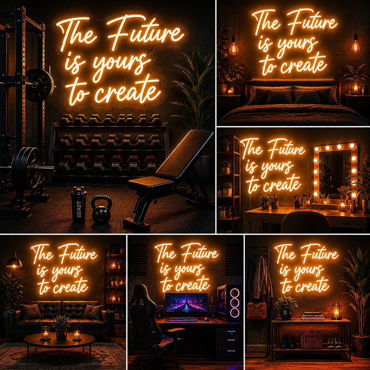 The Future Is Yours To Create Custom Neon Sign Board | Motivational Quote Neon Light | Custom Neon Light | Neon Sign Board Customised (24 By 20 Inches)