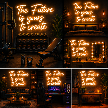 The Future Is Yours To Create Custom Neon Sign Board | Motivational Quote Neon Light | Custom Neon Light | Neon Sign Board Customised (24 By 20 Inches)