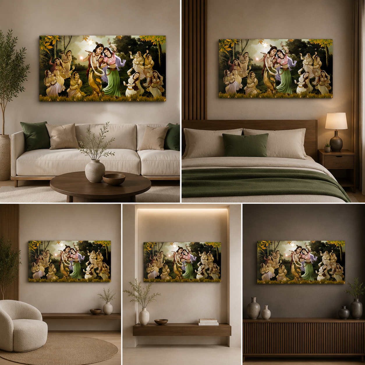 Radha Krishna With Gopiyan Painting for Living Room Decor