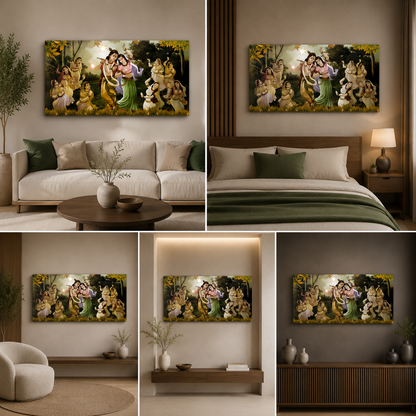 Radha Krishna With Gopiyan Painting for Living Room Decor