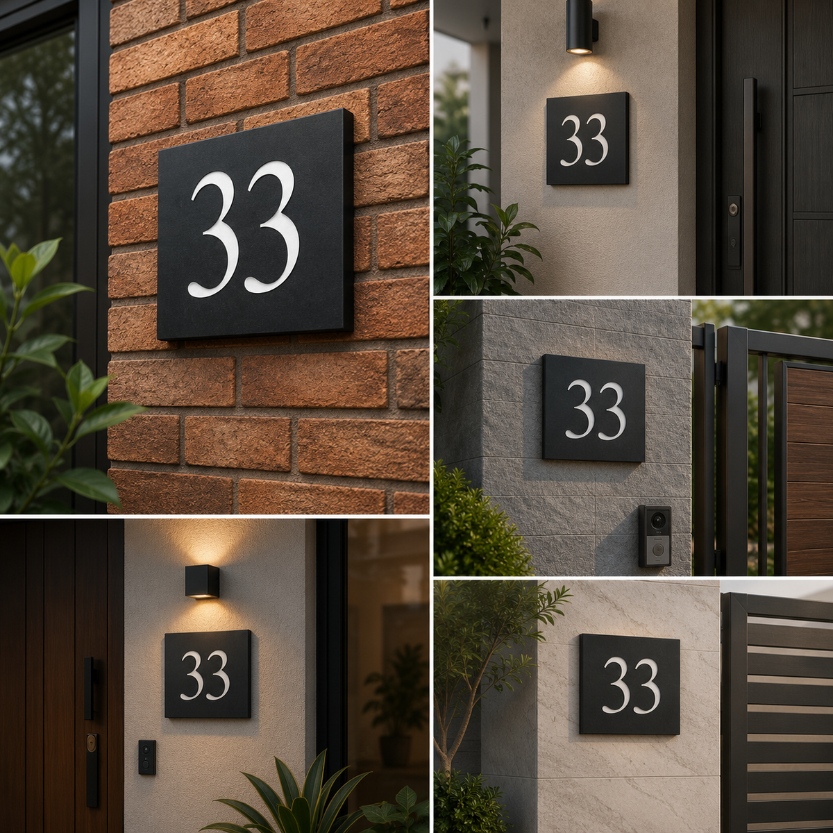 Premium Custom Square House Number Plaque for Modern Home Entrance & Outdoor Address Sign