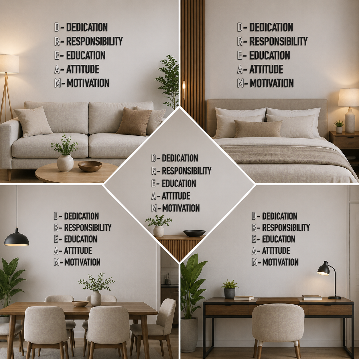 3D Dream Quote Black Acrylic Wall Art Wall Decor (30 x 24 In)