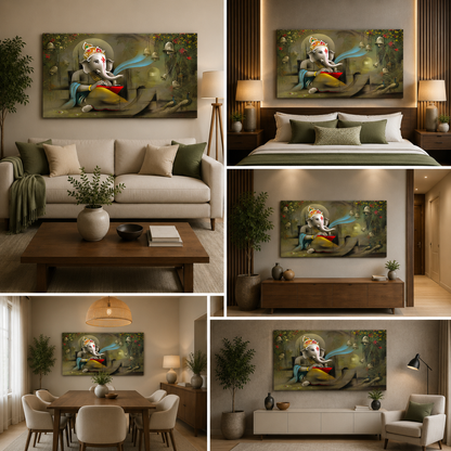 Lord Ganesha Canvas Wall Painting Frame for Home