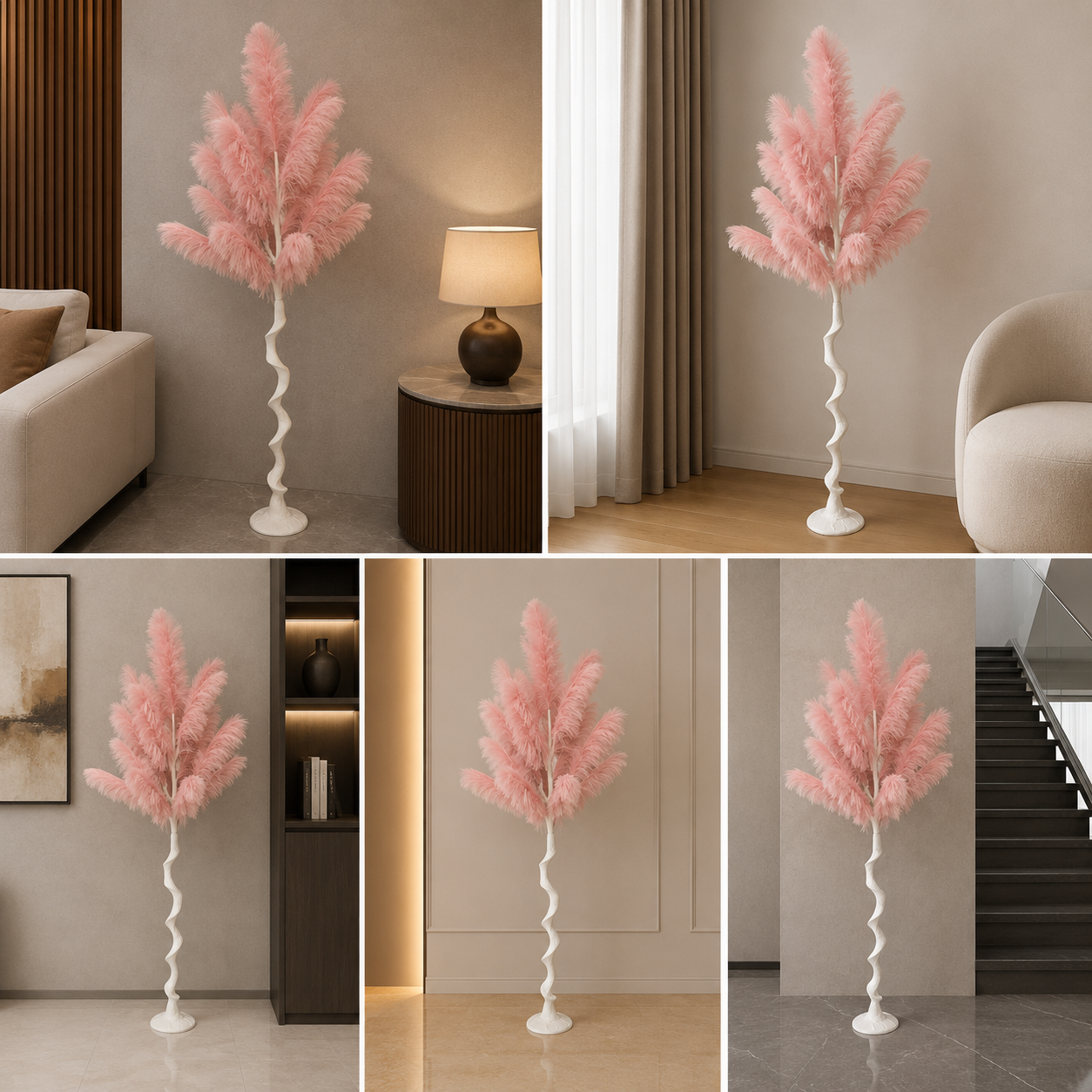 Pink Artificial Ostrich Feather Plant – Floor Standing Decorative Accent 165 cm