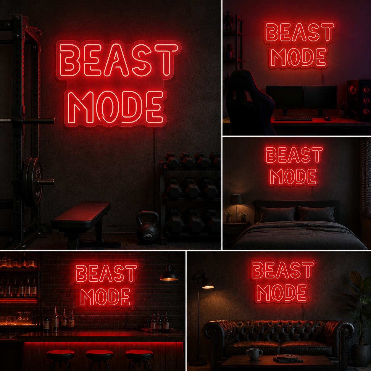 Beast Mode Neon Sign LED Wall Light Big Size Gym & Fitness Decor (30 By 15 Inches)