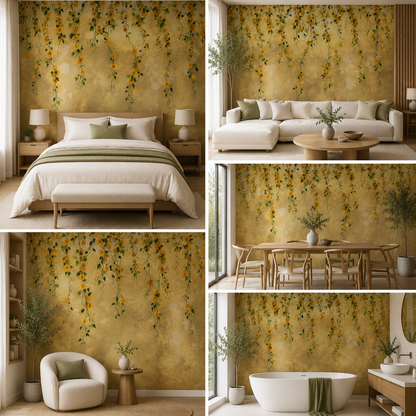Flower Artful Wallpaper for Living Room