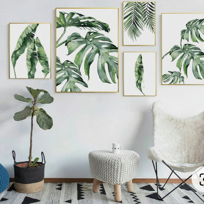 2.	Modern green botanical canvas prints for living room, bedroom, office, and home decor 