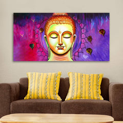 The Seven Colours Beautiful Lord Buddha Painting for Living Room Wall Decoration | Big Size Large Canvas Painting | Meditating Buddha Painting | Canvas Painting | Wall Frame | Gifts | Bedroom | Office Wall Decor | Wall Decor for Living Room