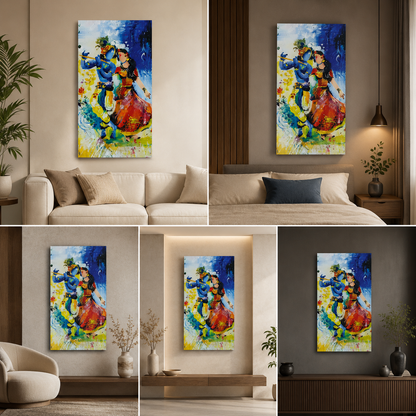Radha Krishna Musical Harmony Hand painted for Living Room Decor
