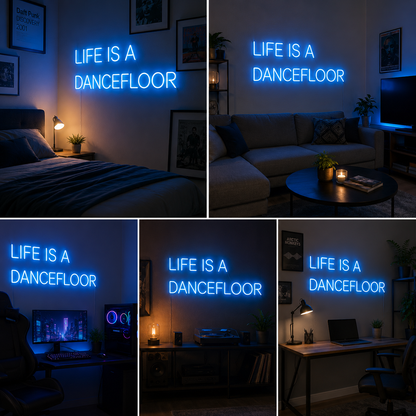 Life Is a Dancefloor LED Neon Sign for Dance Studio, Bedroom and Modern Wall Decor
