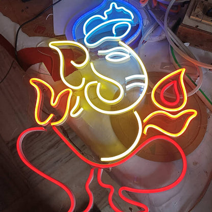 Lord Ganesha Led Neon Light Sign Wall Decor | (20 by 20 Inches)