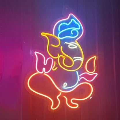 Lord Ganesha Led Neon Light Sign Wall Decor | (20 by 20 Inches)