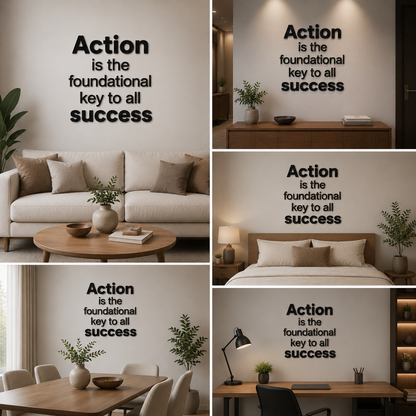Action is a Foundational Key Acrylic Wall Decor (24x24 In)