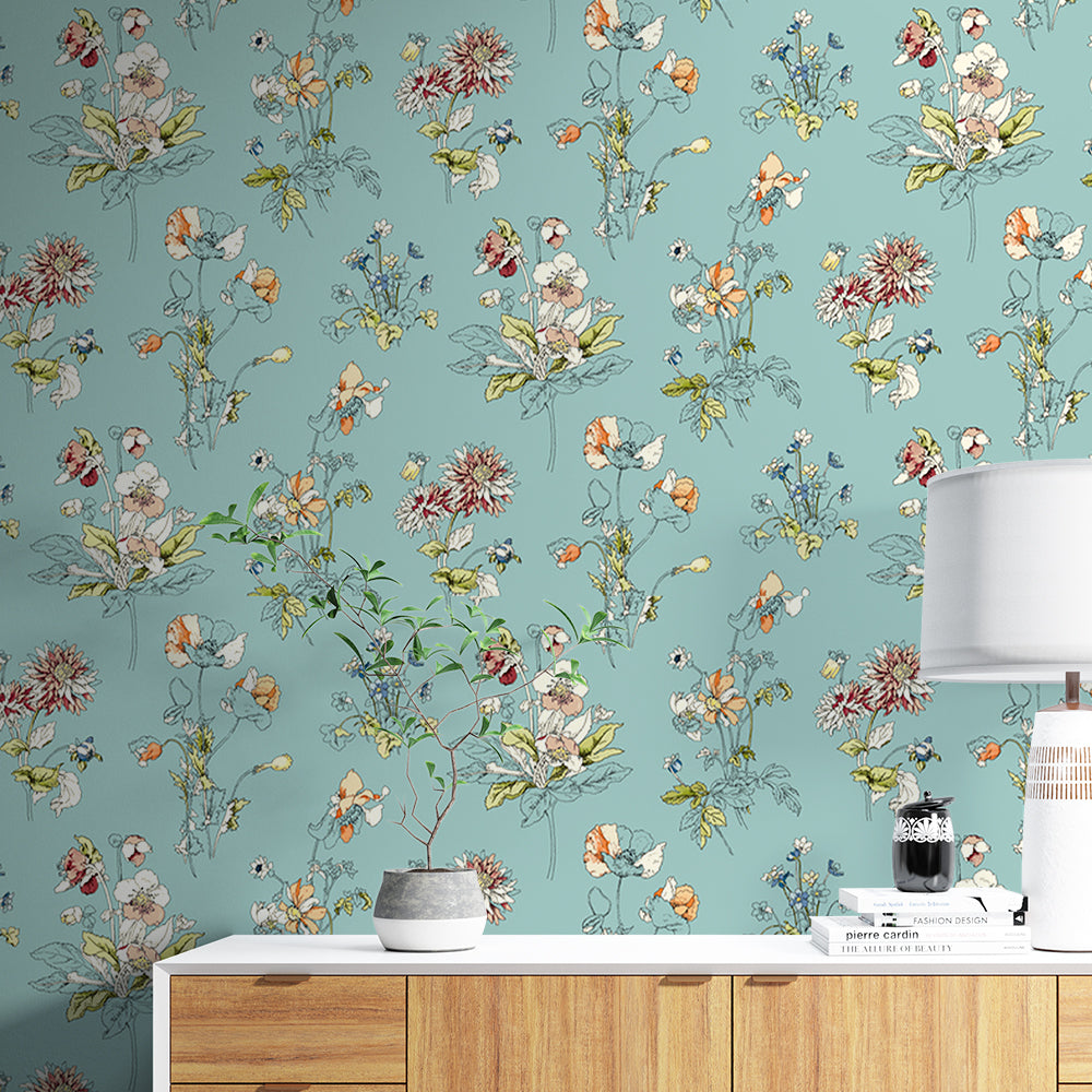 Flower Art Wallpaper Self Adhesive for Living Room