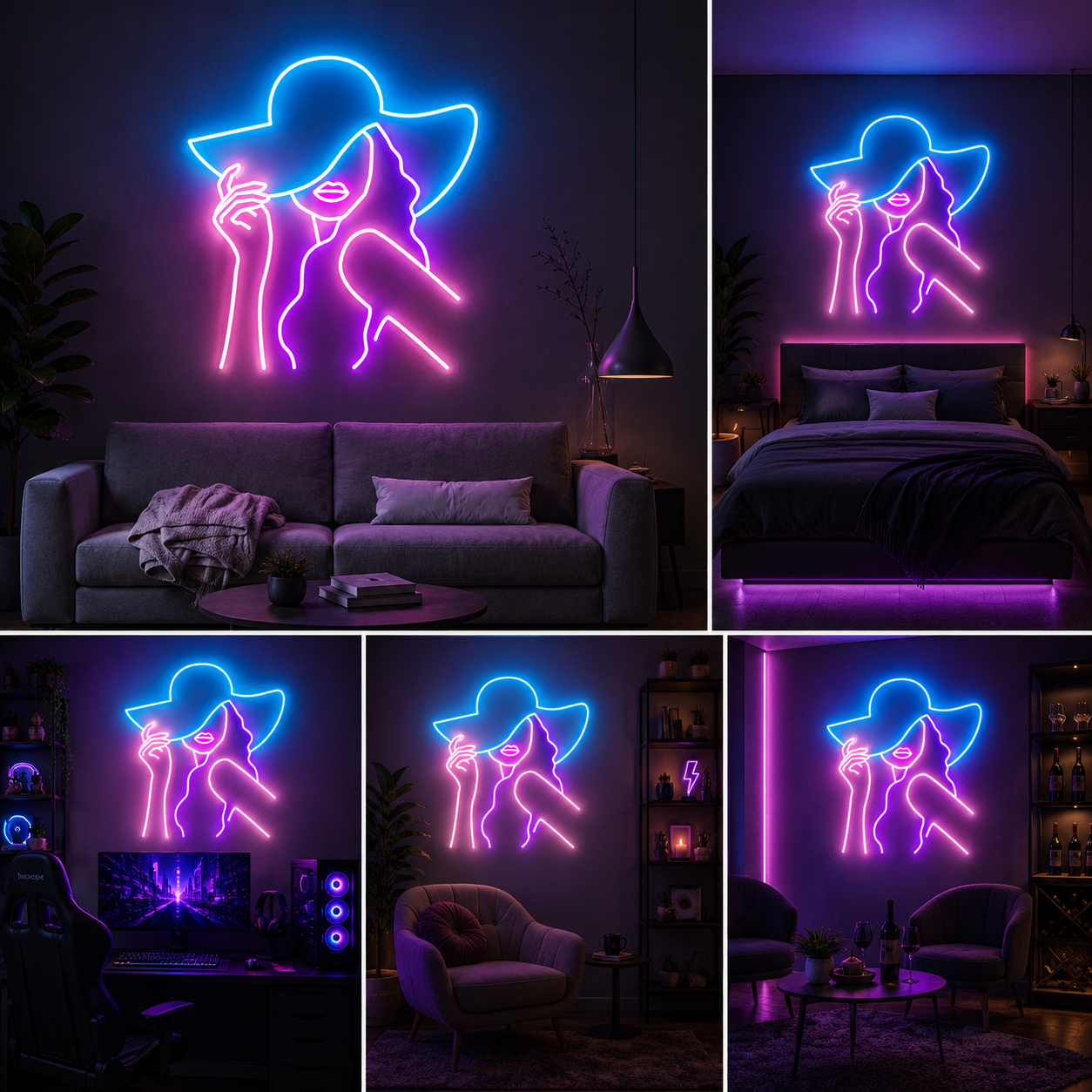 Fashion Lady Neon Sign Board | Neon Light Name Plate | Neon Name Light Customized (36 by 23 inches)