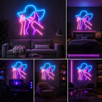 Fashion Lady Neon Sign Board | Neon Light Name Plate | Neon Name Light Customized (36 by 23 inches)
