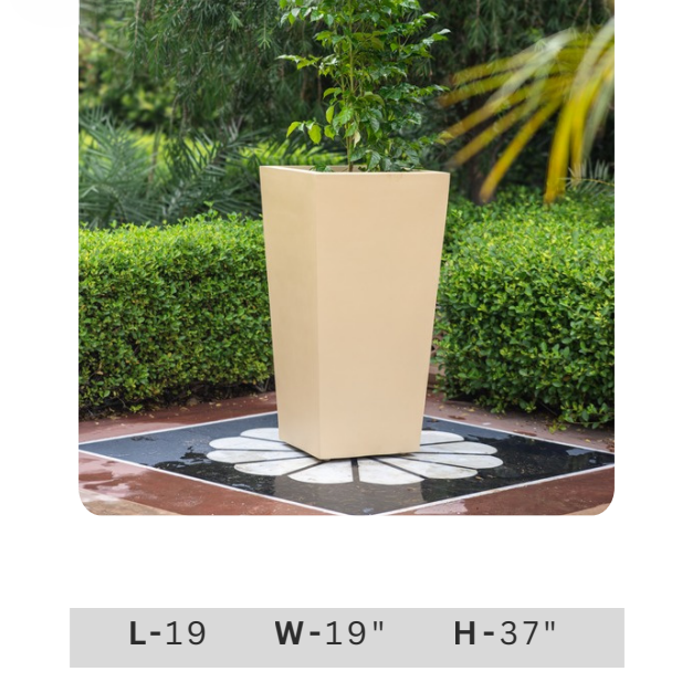 Large mustard yellow tapered square planter with clean geometric shape for indoor living room, balcony, patio and contemporary garden decoration