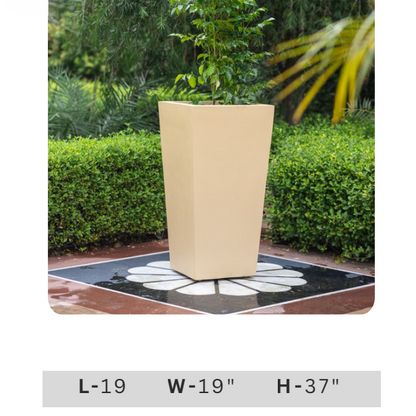 Large mustard yellow tapered square planter with clean geometric shape for indoor living room, balcony, patio and contemporary garden decoration