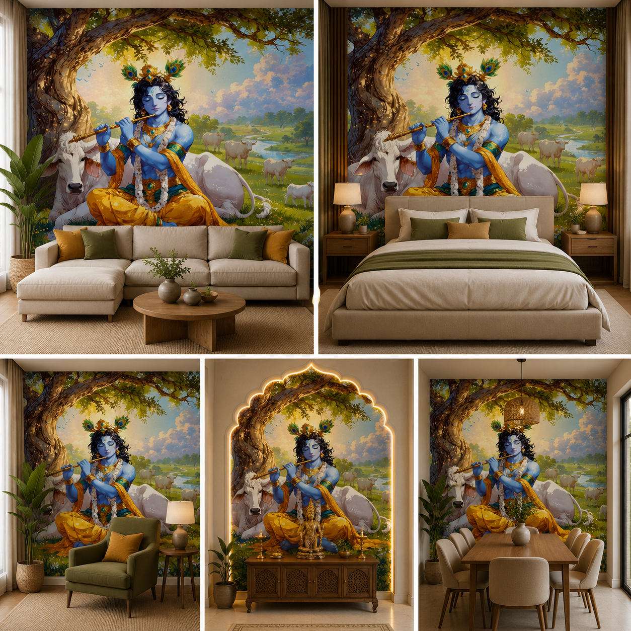 Lord Krishna Wallpaper | Peel & Stick Premium Wallpaper
