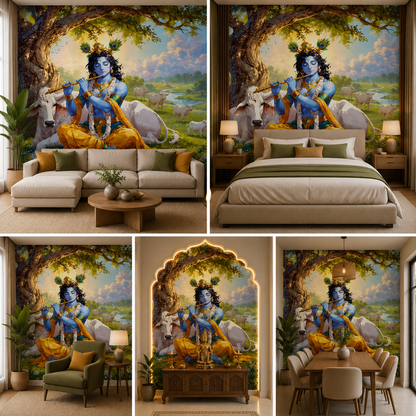 Lord Krishna Wallpaper | Peel & Stick Premium Wallpaper