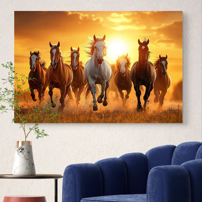 Seven Running Horses Painting | Vastu Canvas Painting