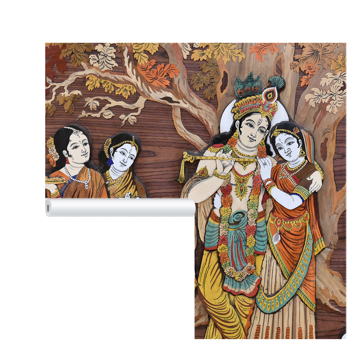 Premium Radha Krishna Wallpaper for Temple Room | HD Self Adhesive Wallpapers Just Peel and Stick Wallpaper 