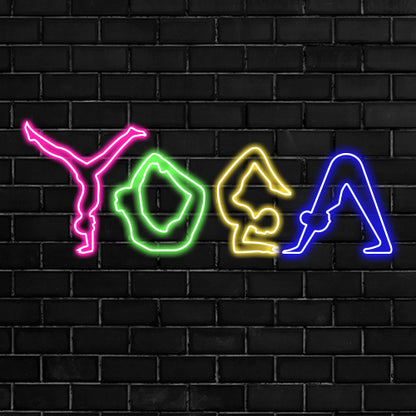 Beautiful Neon Light Wall Decors Yoga Postures Neon Light Wall Decorative