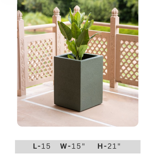 Large dark sage green square planter with 15 inch width and length, 21 inch tall minimalist decorative plant pot for indoor, balcony and garden styling