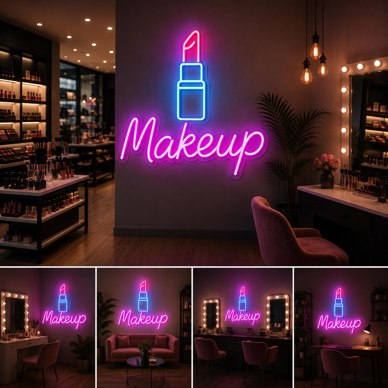 Makeup Neon Sign Board – Custom Neon Light Beauty Salon Decor (15  By 24 Inches)
