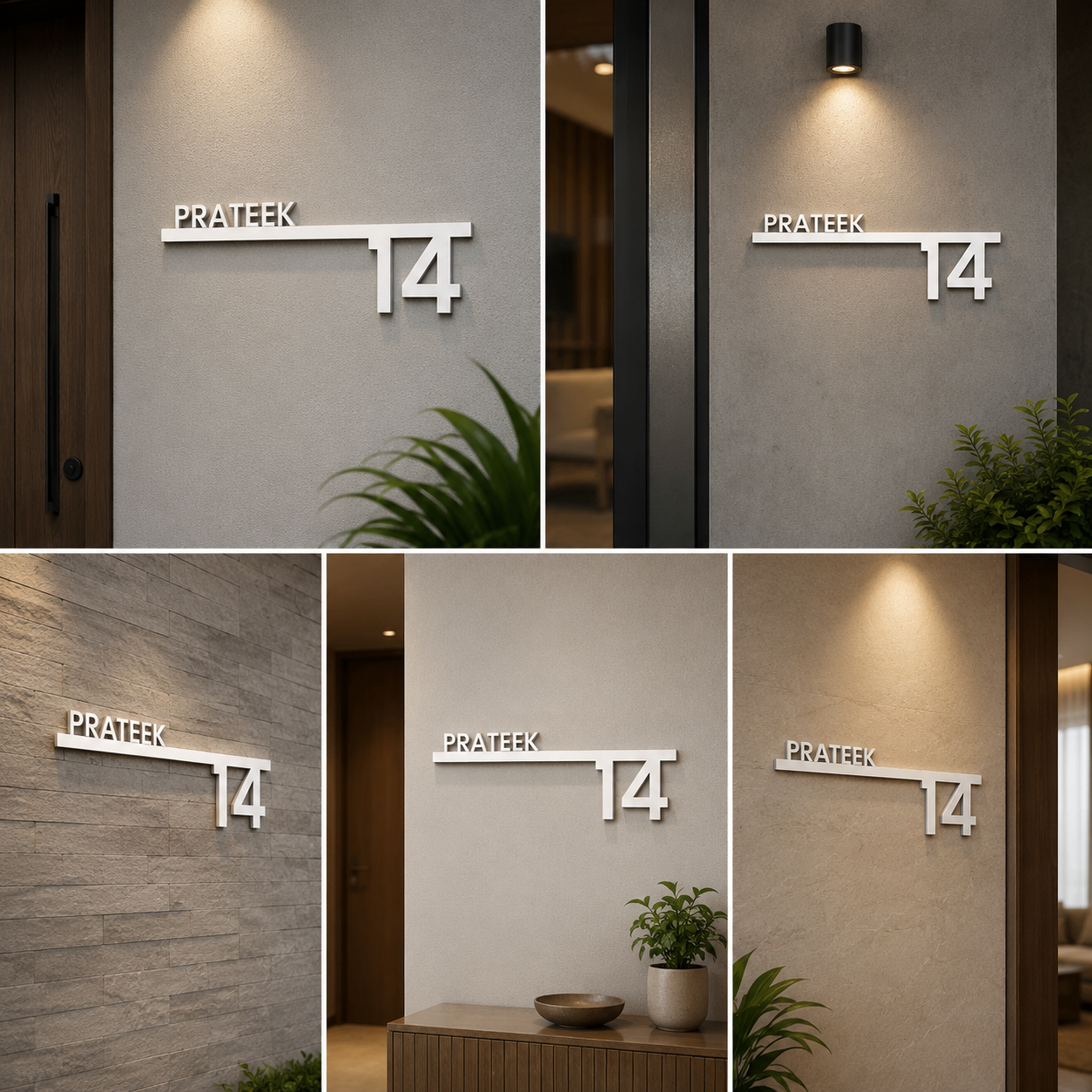 Minimalist Acrylic House Name Plate with Flat Number Design for Home Door & Wall Address Sign