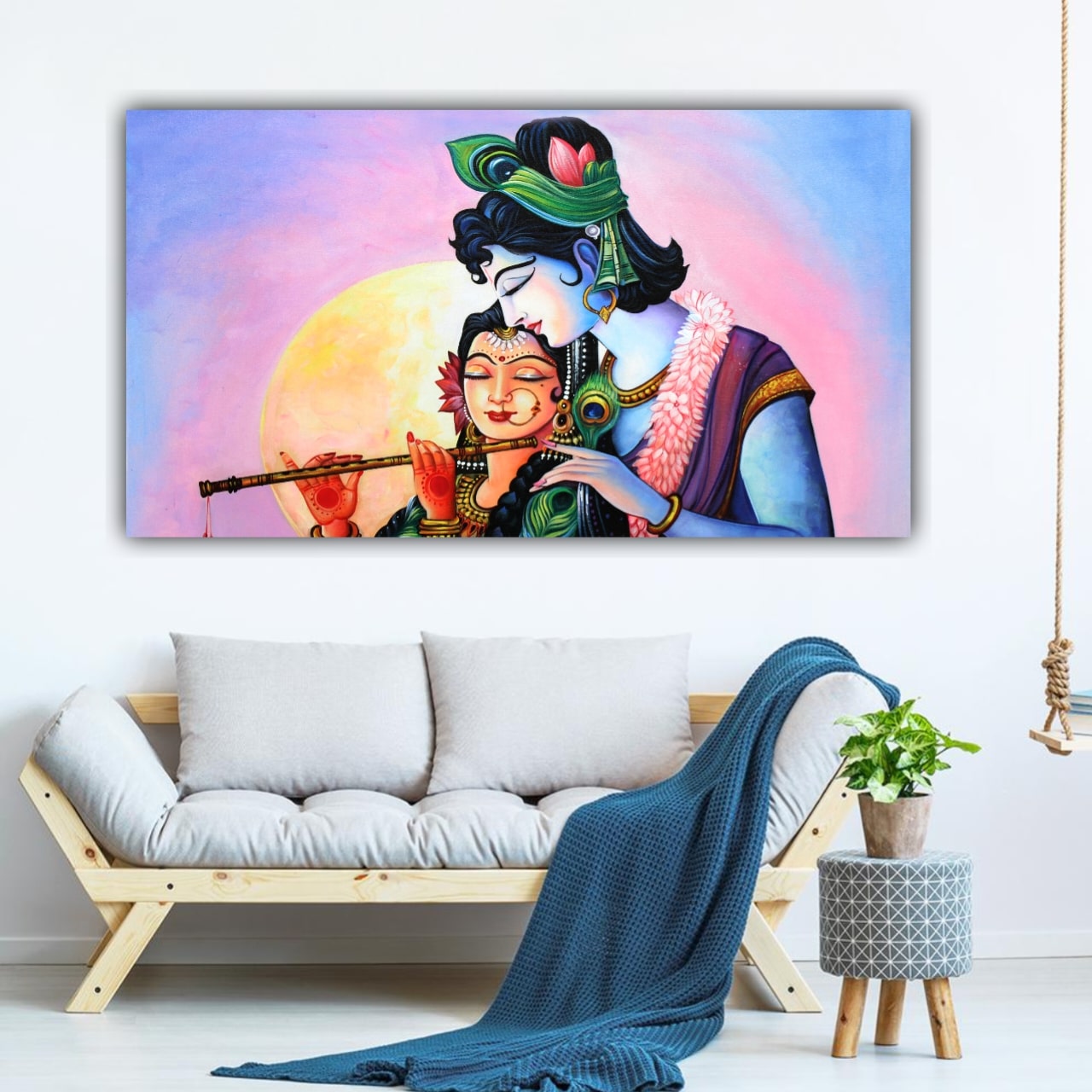 Radha Krishna Wall Painting Frame for Living Room Wall Decoration | Canvas Painting | Home Decor Gifts 