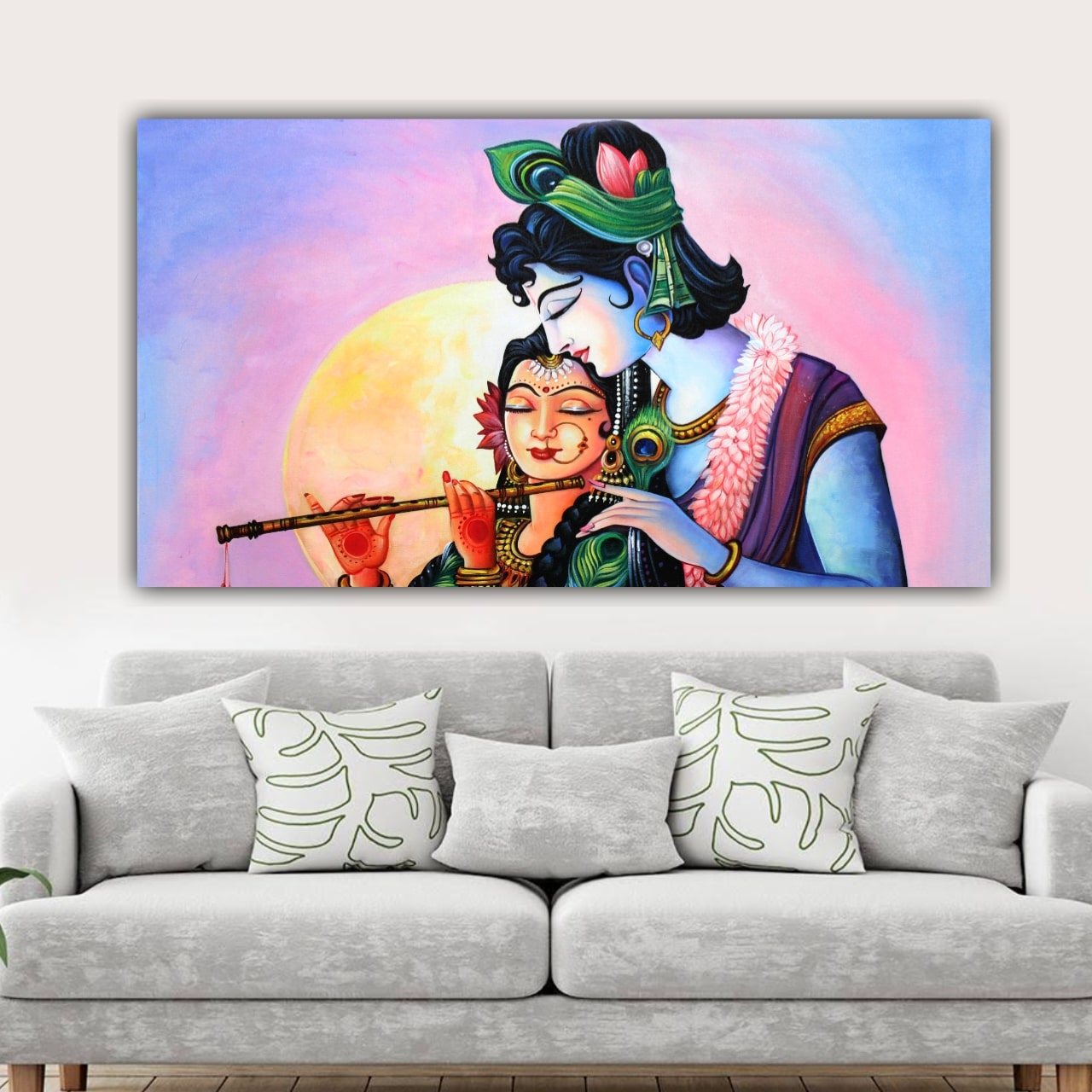 Radha Krishna Wall Painting Frame for Living Room Wall Decoration | Canvas Painting | Home Decor Gifts 