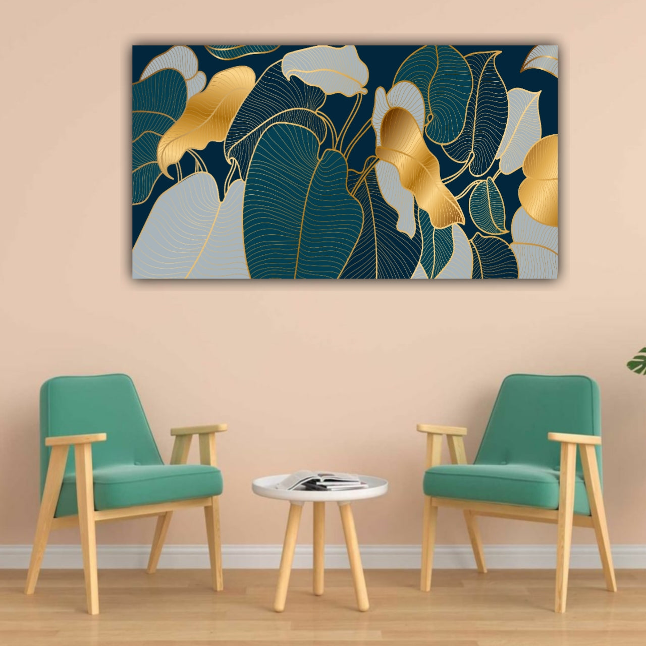 Beautiful Canvas Painting Monstera Leaves Wall Painting Frame for Living Room