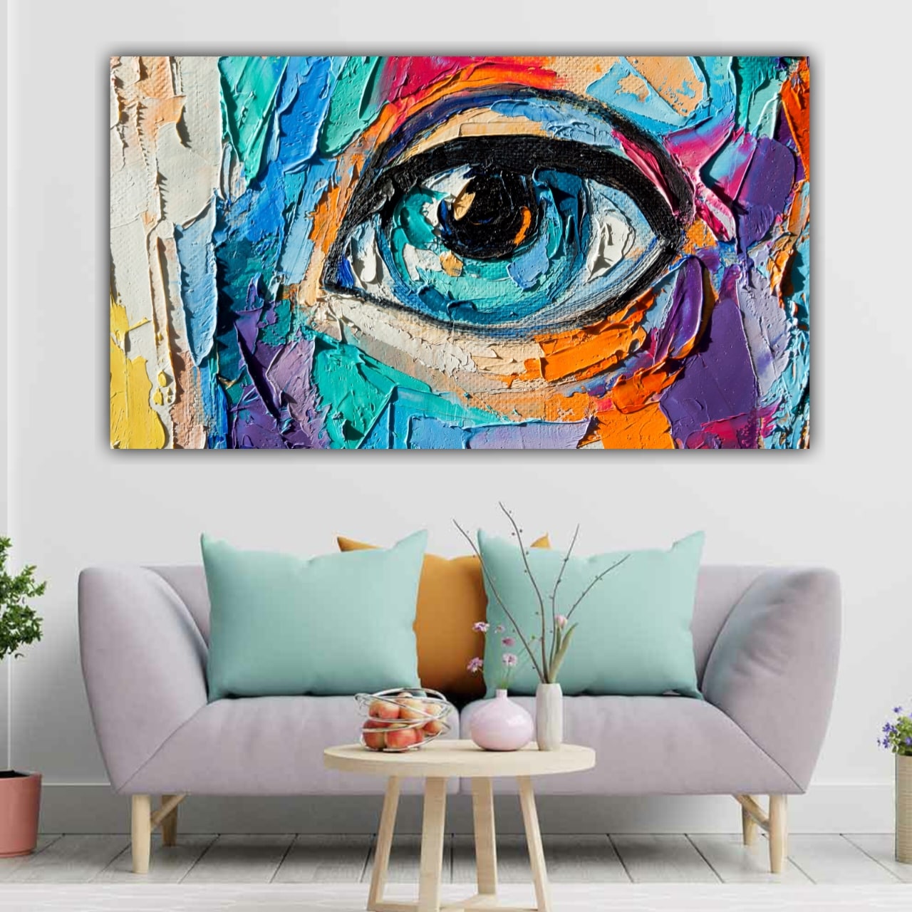 Abstract Canvas Painting An Eye Wall Frame for Living Room Wall Decor