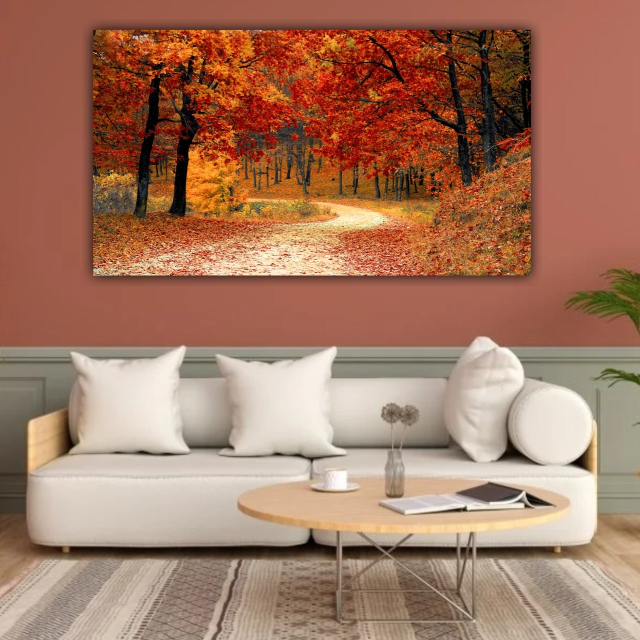 Canvas Painting Colourful Trees Landscape Wall Painting Frame 